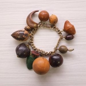 vintage charm bracelet | vtg 1970s nature bracelet